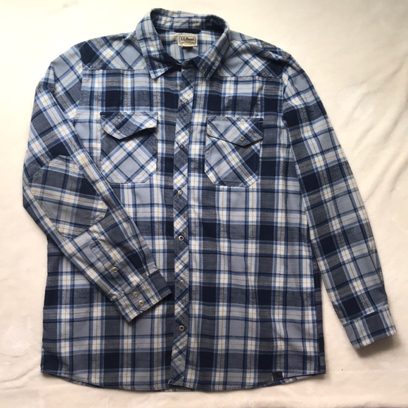 L.L. Bean Other - 🍁BOGO L.L. Bean Men’s Performance Flannel Blue Plaid Size XL Tall
